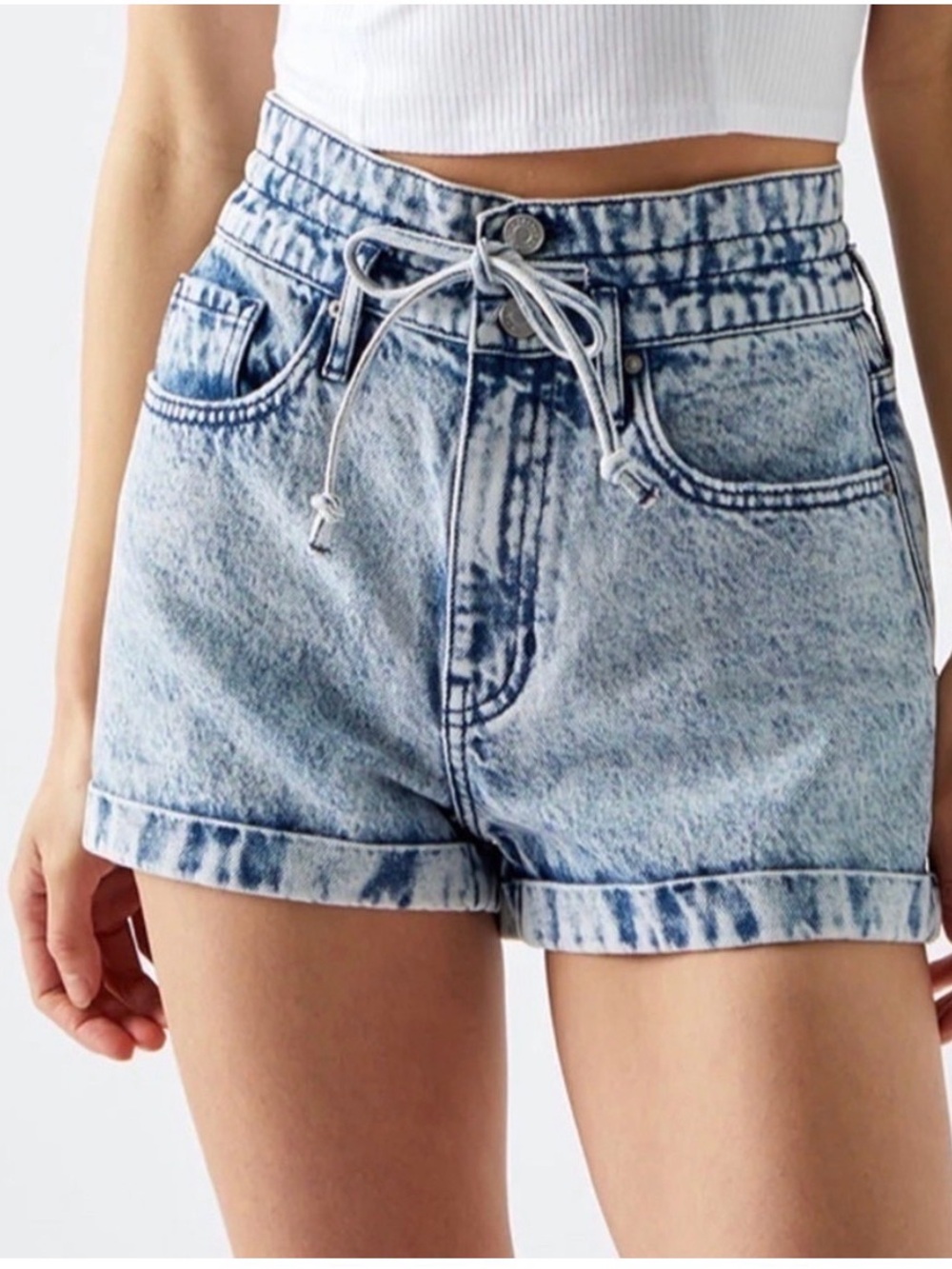 PacSun Drawn Blue Denim Mom Shorts size 24
